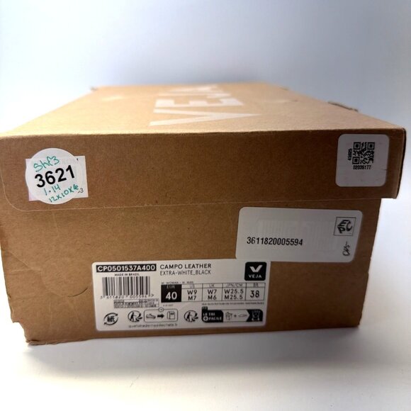 Veja Campo Leather Sneakers Extra White/Black Unisex Size EU40 US9W/7M - Picture 8 of 8